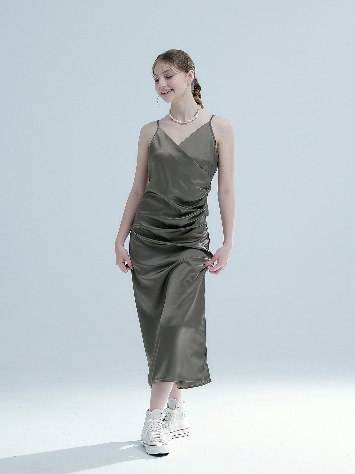Zara Twist Knot Bridesmaid Dress - Olive – Pretty Lavish