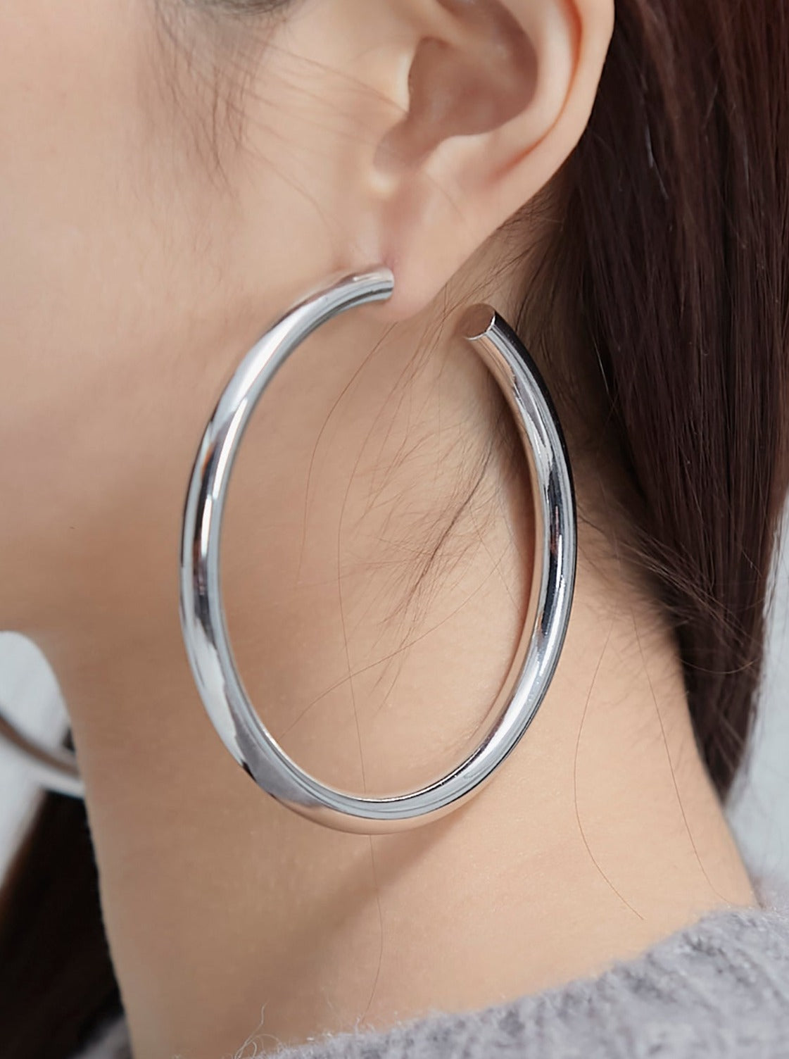 Silver Shiny Hoop Earrings