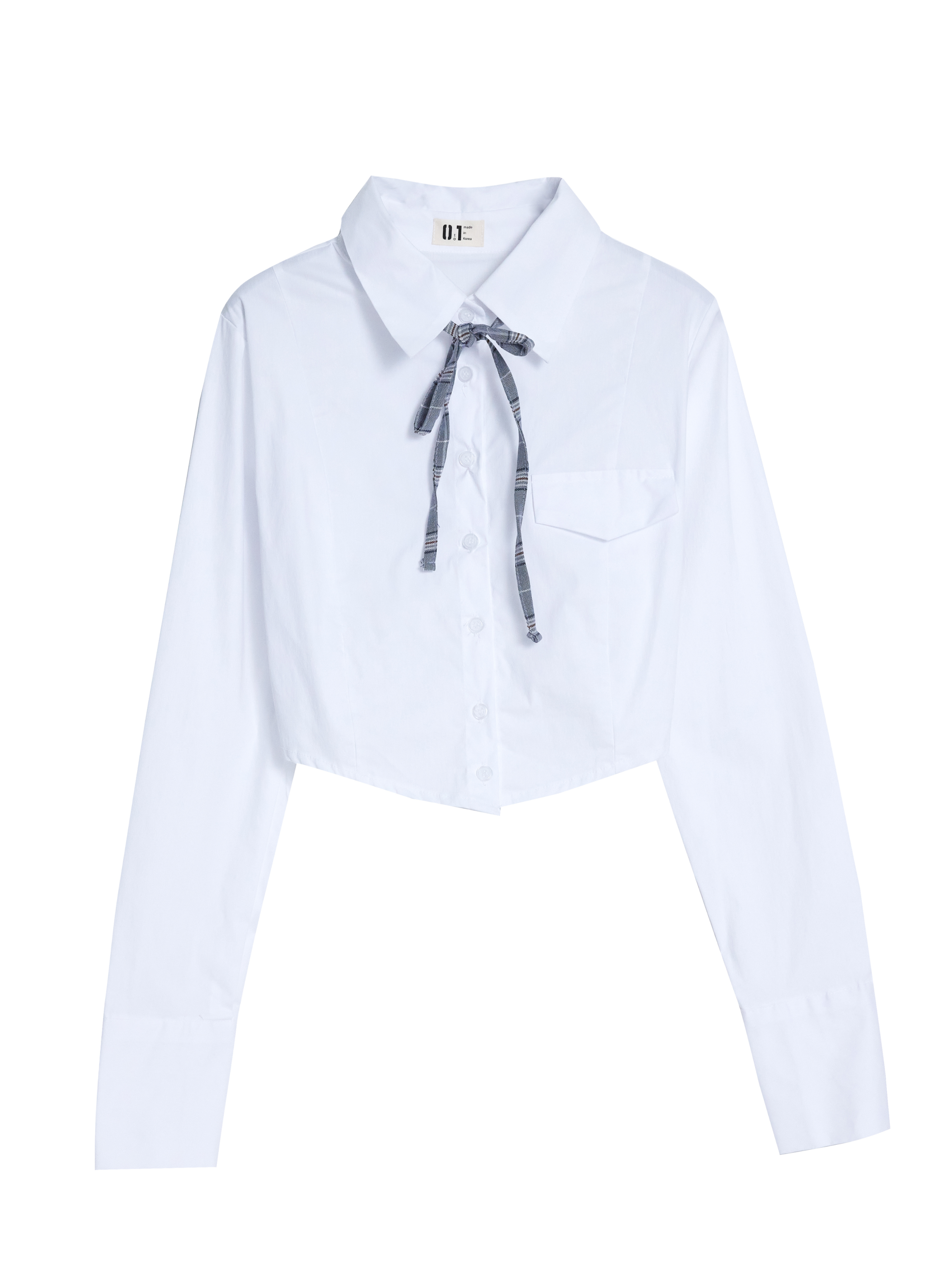 White laced collar shirt facing front with white backdrop to accentuate the white color and its design.