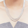 Silver Layered Snake Chain Necklace - Fuzzymore - korean street style