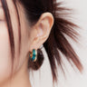 Turquoise and Gold Half Huggie Earrings - Fuzzymore - korean street fashion