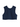 Product detailed shot of the navy sleeveless vest with white backdrop accentuating the front of the design.